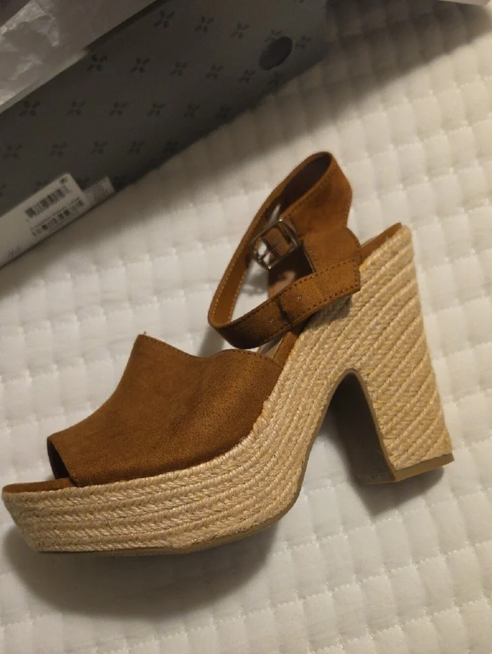 Sun + Stone Cognac Suede Espadrille Wedge Sandal - Cognac Brown